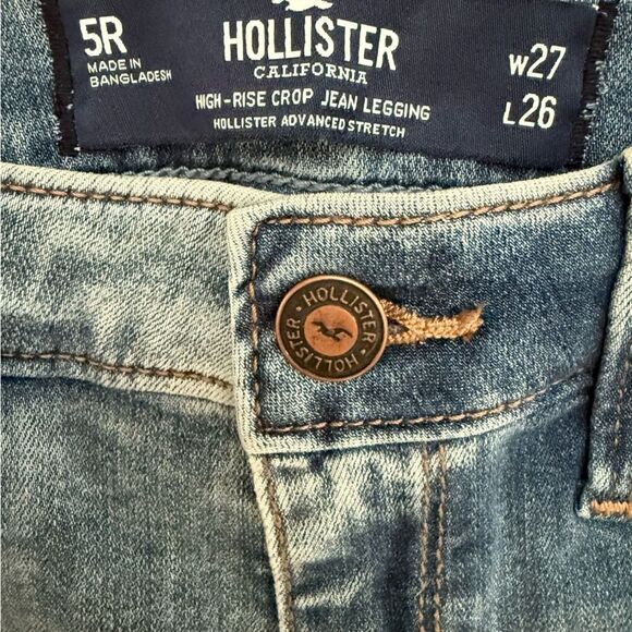 Hollister High-Rise Crop Jeans Women’s Size 27 L26 Blue Distressed Denim NWT - Picture 3 of 10